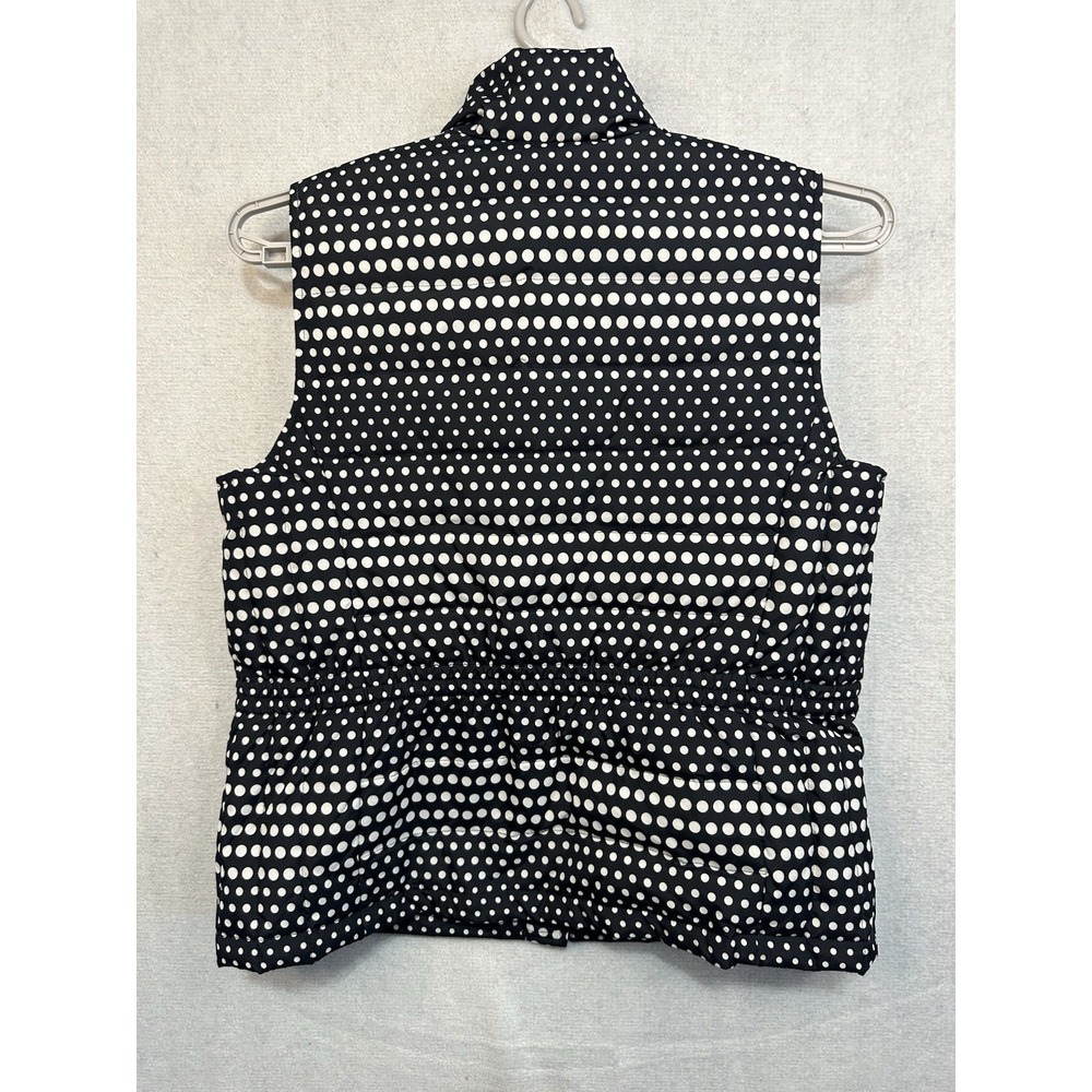 Talbots Women's Down Puffer Quilted Vest Black & White Polka Dot Large Full Zip - Picture 2 of 9